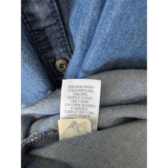 J. Jill Womens Denim Button Front Midi Shirt Dress Size Medium Chambray Pockets - Picture 6 of 8